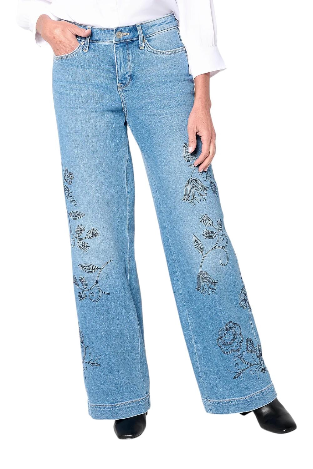 NYDJ Women’s Teresa Wide-Leg Novelty Jeans Water Canyon