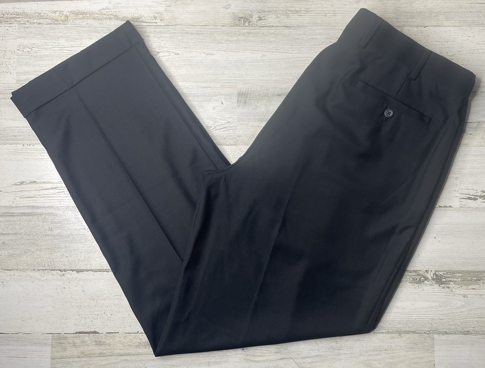 Louis Raphael Rosso Pleated Luxe Black Twill Dress Pants Men’s Size: 36×32 NWT!