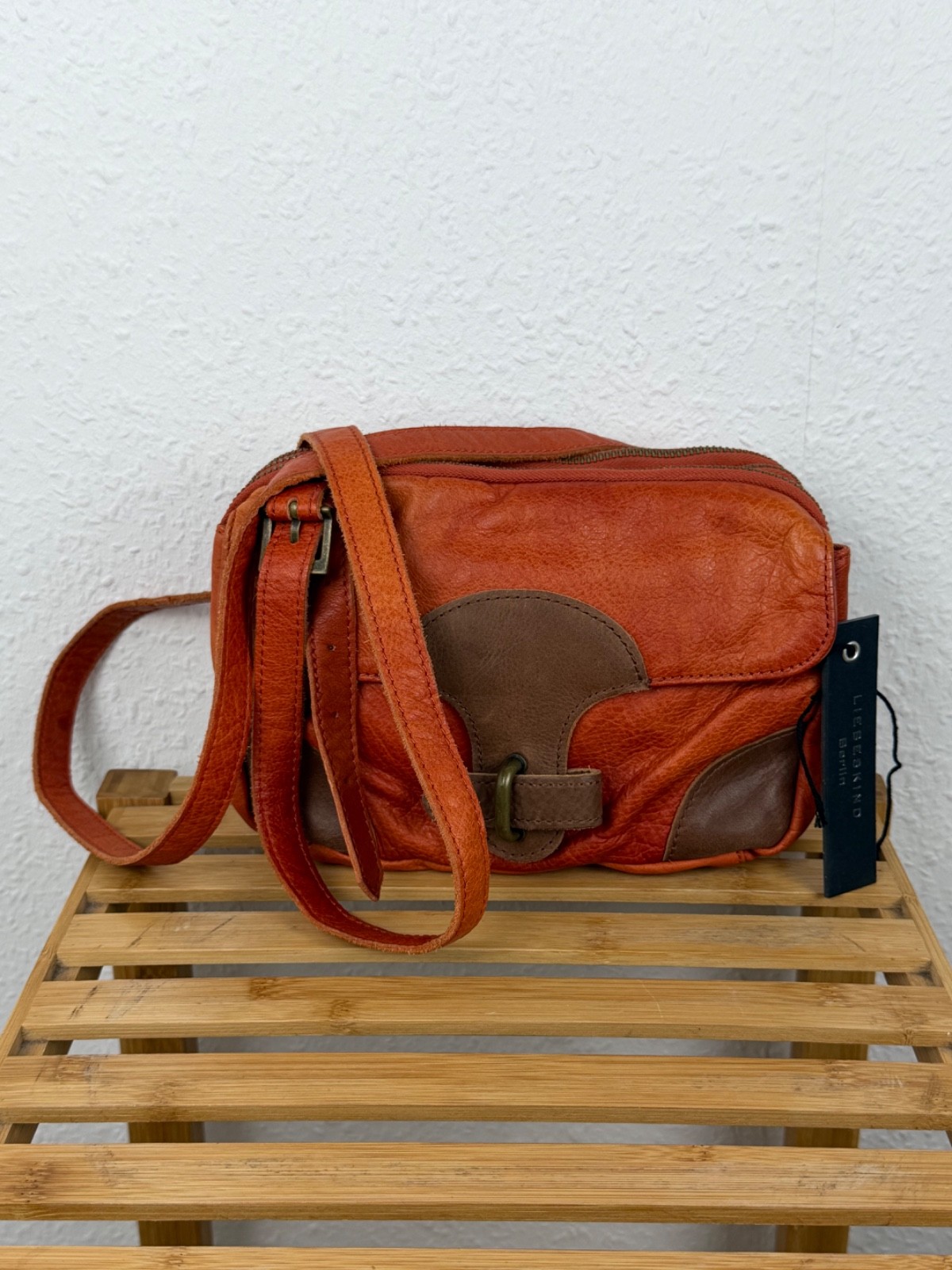 Liebeskind Berlin Maike 2 orange leather crossbody shoulder satchel bag