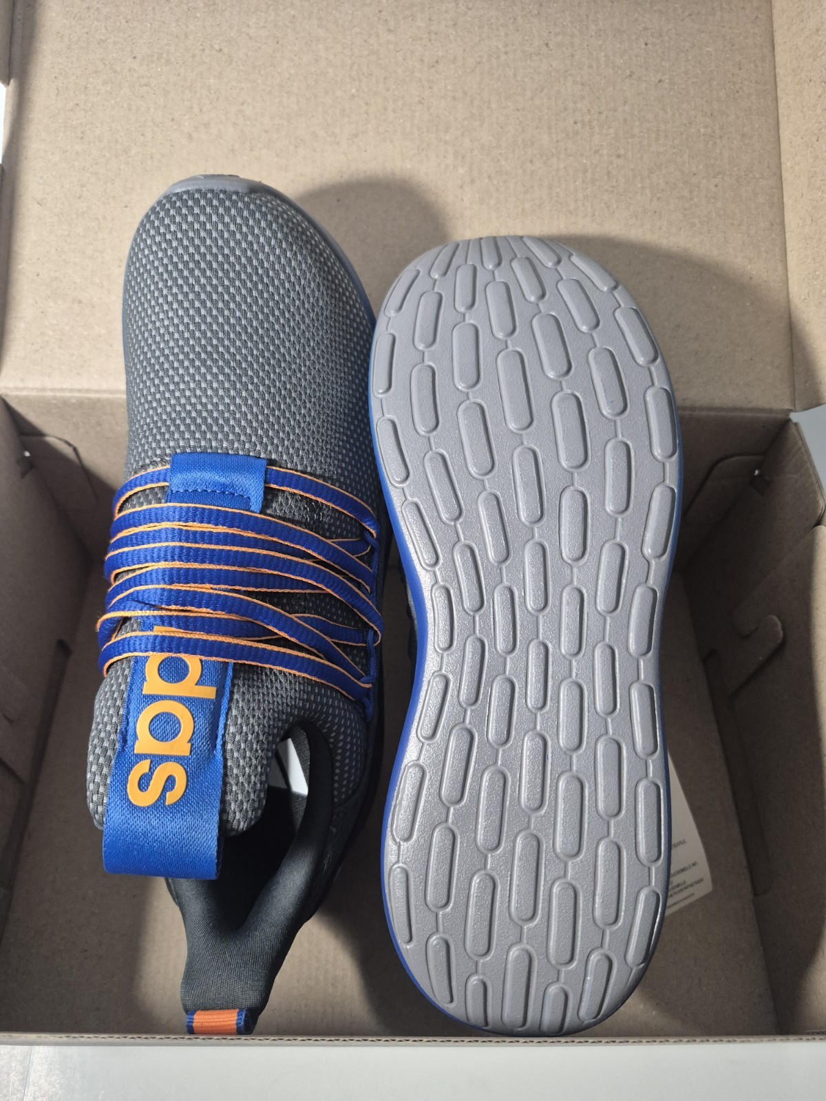 adidas Lite Racer Adapt 7.0 K Kids Slip On Mesh Sneakers US 4.5 Gray/Blue