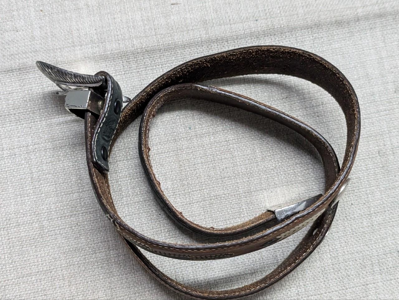 vintage NATIVE AMERICAN buckle belt 38 leather INDIAN HEAD buffalo nickel CONCHO
