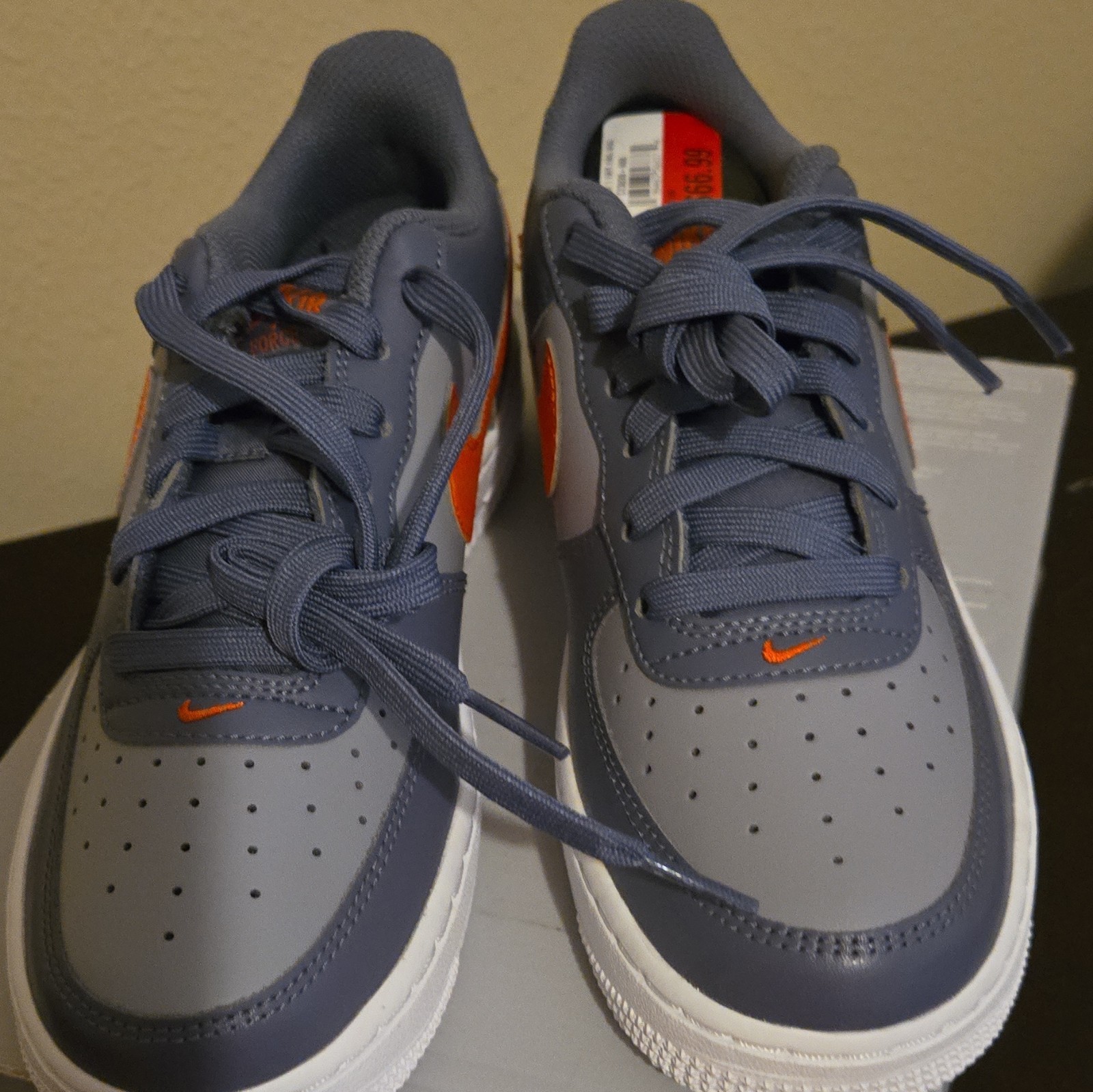 Nike Air Force 1 (GS) Gray/Orange/White Sneaker Size 4.5Y CT3839-008
