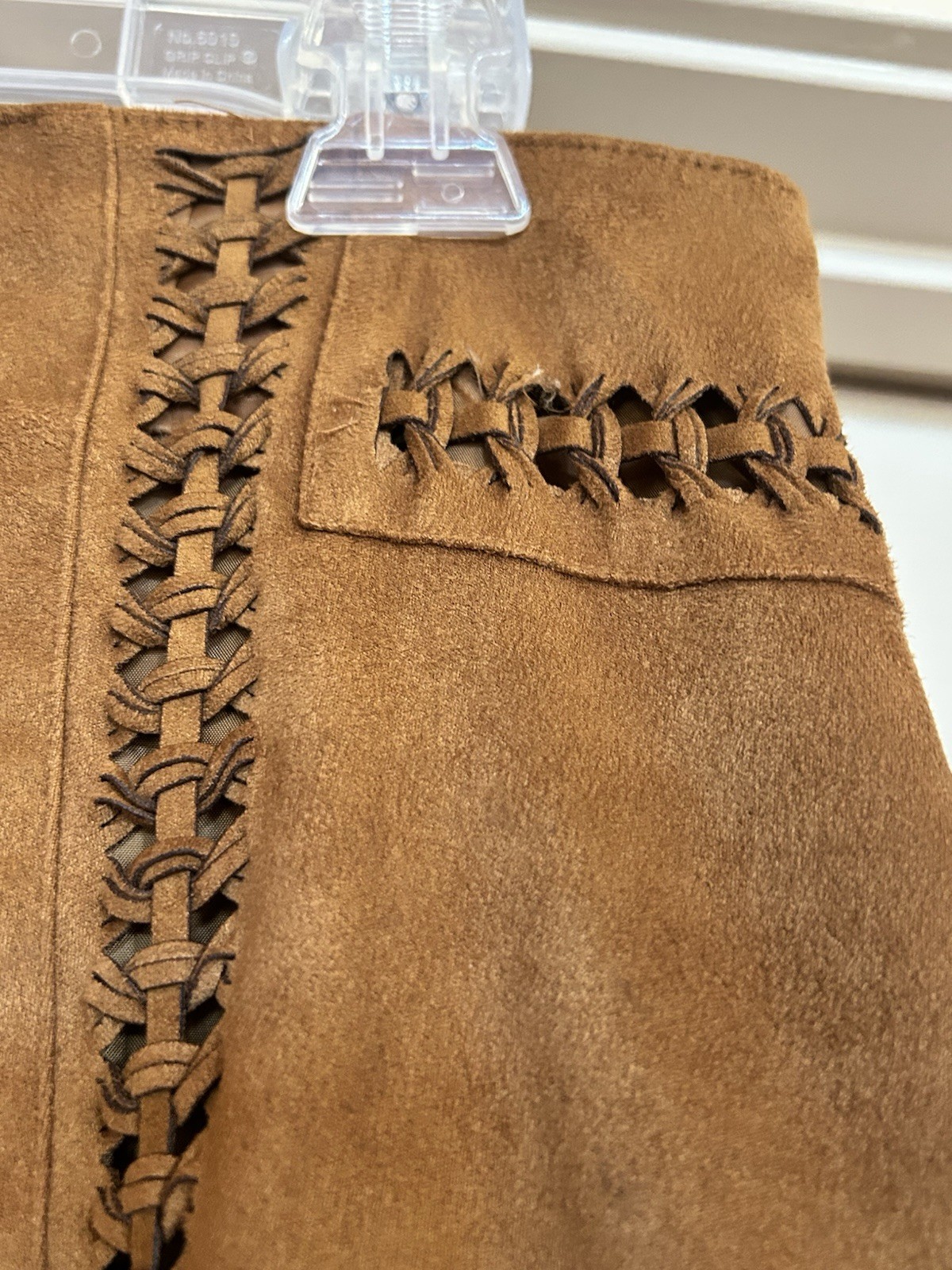 Cato Brown Size 2 Lined Faux Suede Skirt Tribal Boho Indian Hippie Western
