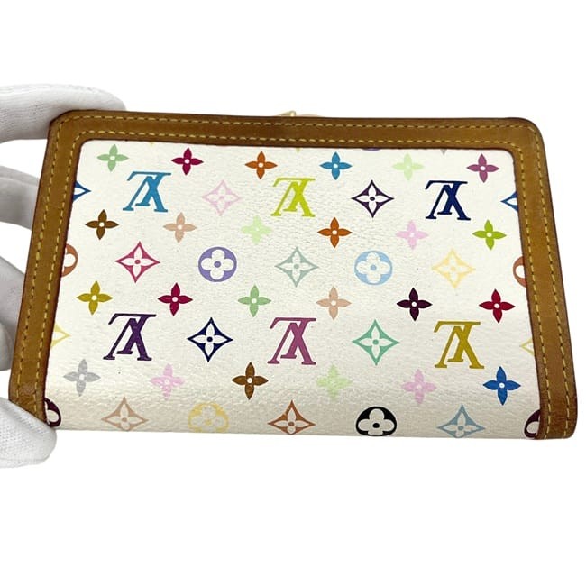Louis Vuitton Bi-fold Wallet Portemonnaie Viennois Clasp White Blanc Multicolor