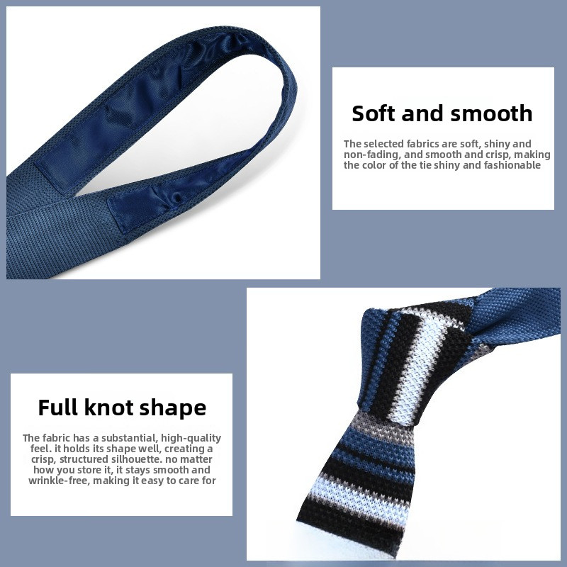 Knitted Tie Men’s Casual Stripe Necktie Party Groom Gentleman Modern Woven Gift