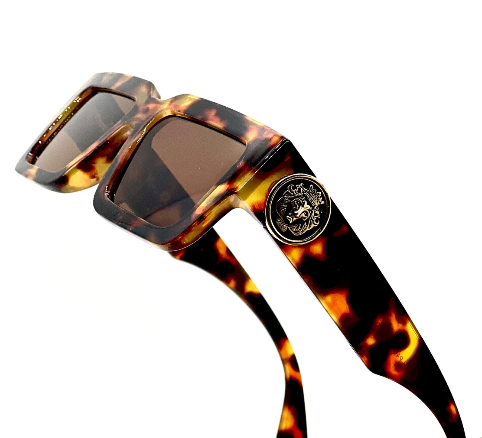 MEN GOLD LION HEAD MEDALLION SUNGLASSES CLASSIC CASUAL RETRO DESIGNER OUTDOOR