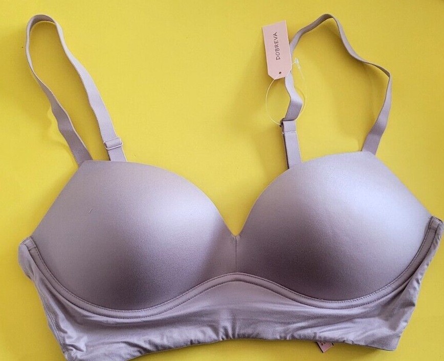 DOBREVA Women’s Push Up Wireless Bra Padded T Shirt Bras No Underwire Plunge/ 8