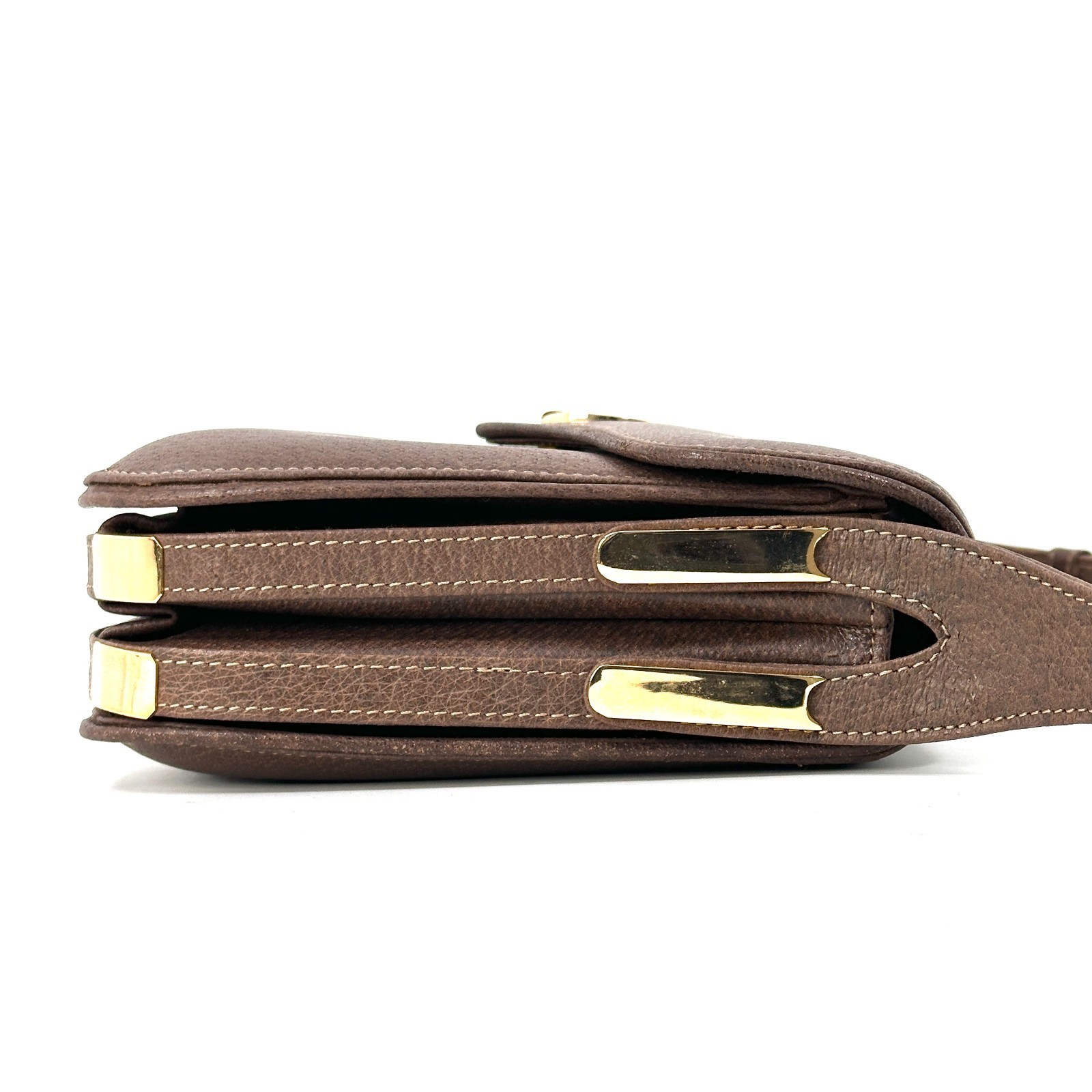 Gucci Vintage Shoulder Bag Leather Brown Authentic 389T0353