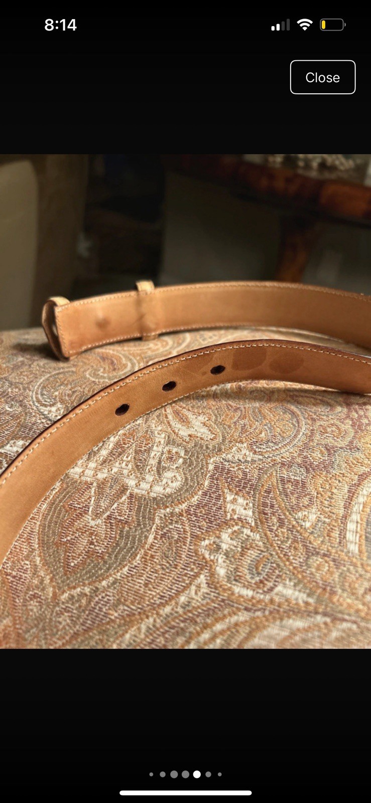 Georgio Armani Tan Brass Pin Leather Belt MADE IN ITALY 75/30 Women 34” Long