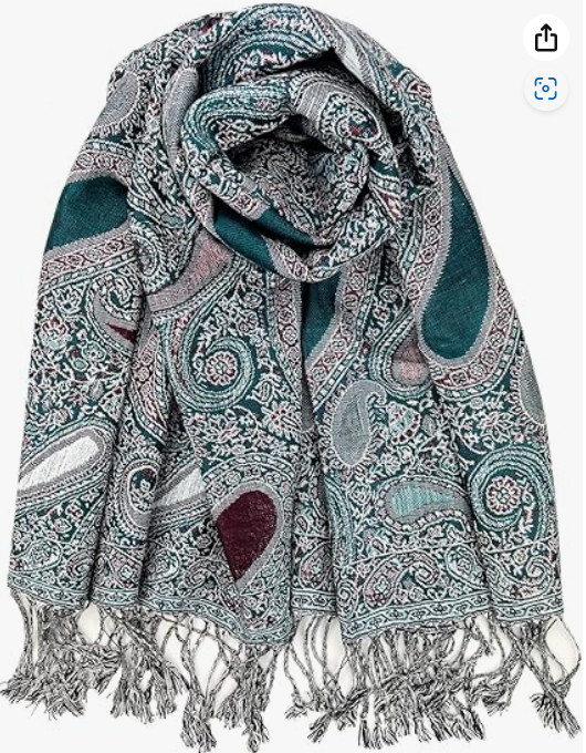 Plum Feathers Tapestry Ethnic Jacquard Paisley Pattern Pashmina Scarf