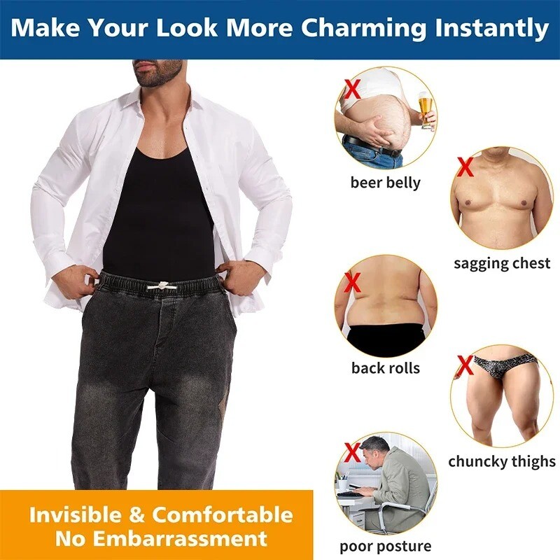 Men Shapewear Tummy Control Full Body Shaper Compression Slim Bodysuit Jumpsuits