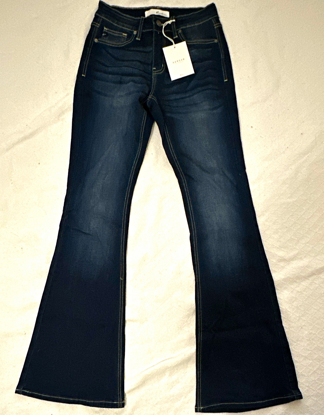 KanCan Women’s Dark Wash Flare Jeans Stretch Denim Mid Rise 5-Pocket Size 5