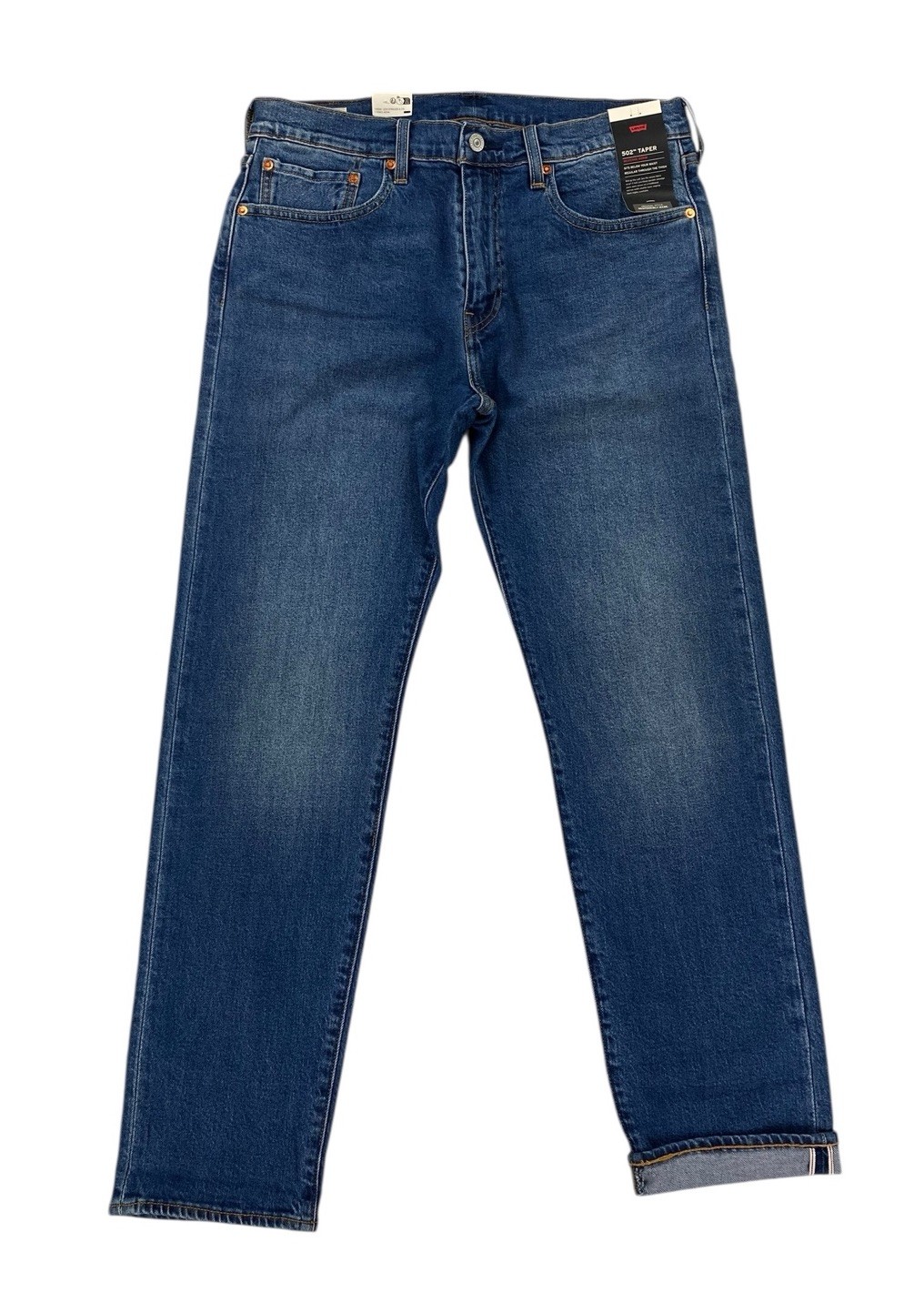 NEW Levi’s Strauss Premium 502 Taper Selvedge Medium Blue Mens Denim Jeans