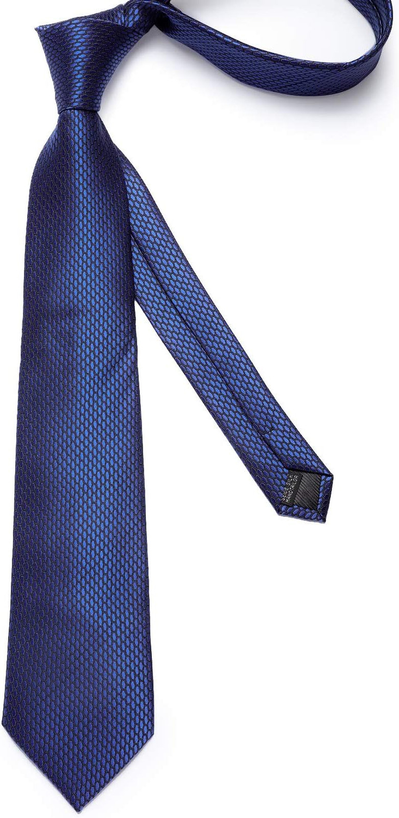 Mens Solid Color Tie and Pocket Square Set Woven Silk Plain Necktie & Handkerchi