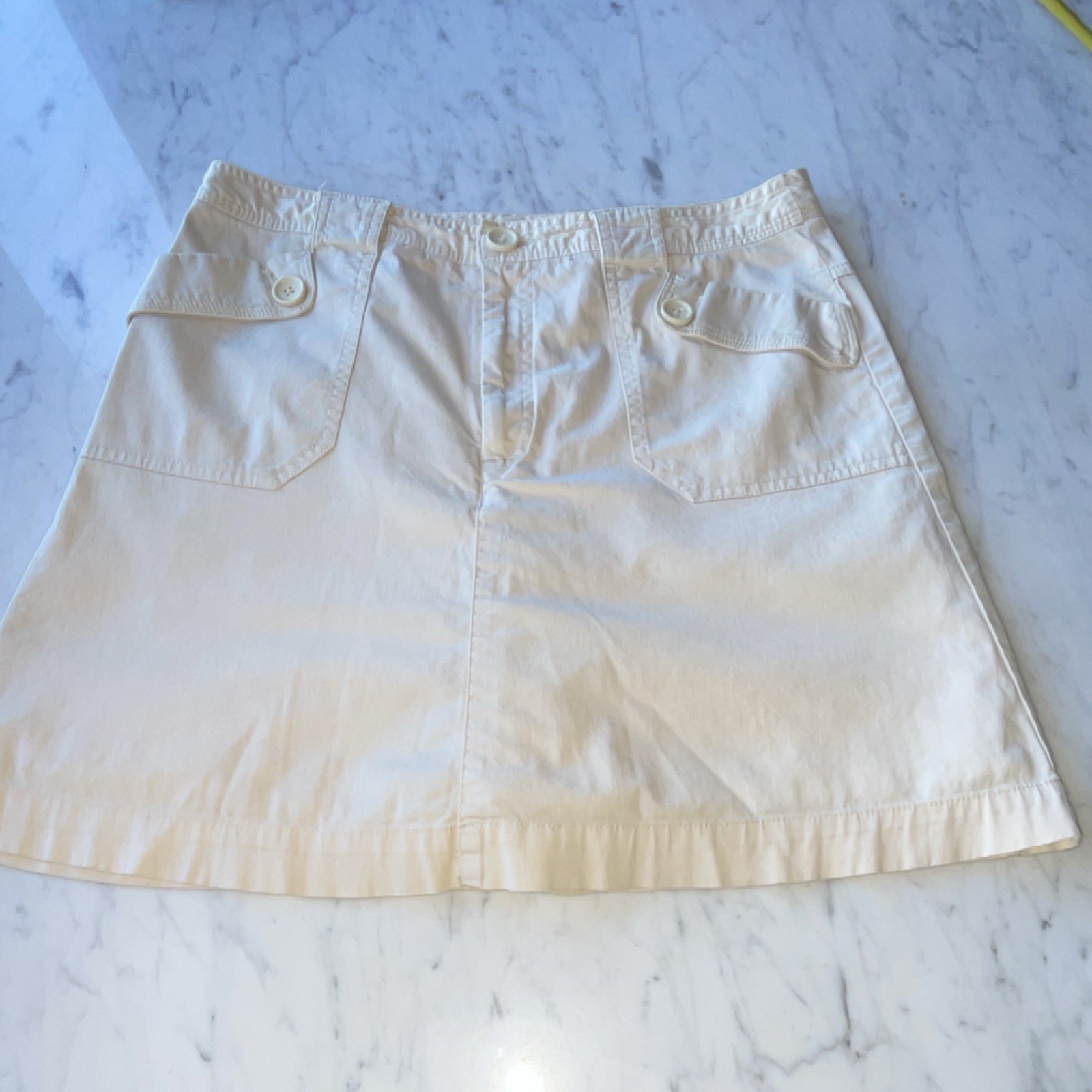 White Stag Women’s Cream Skort Size 10 Stretch Pockets Denim Button WSS14339