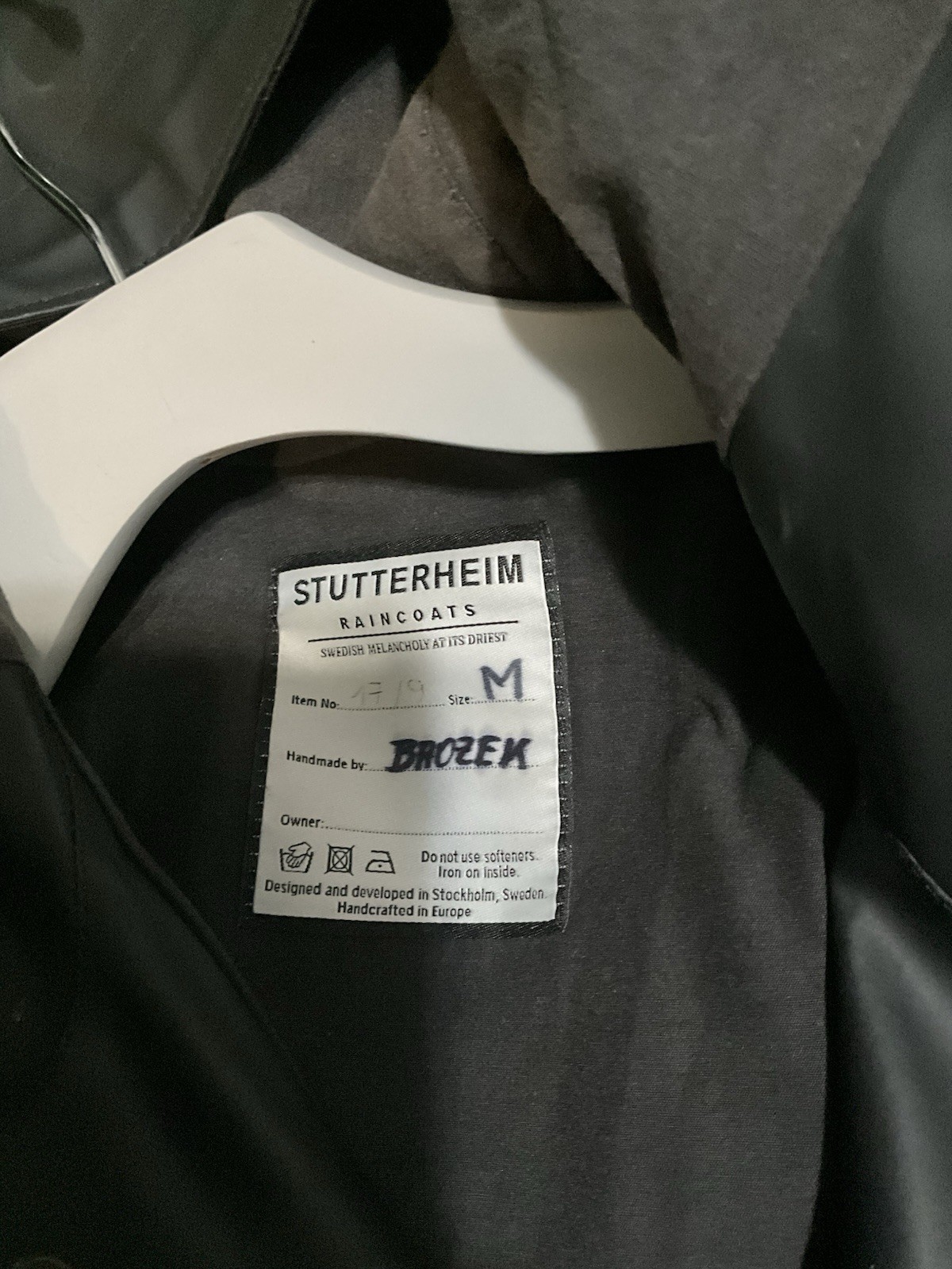Stutterheim Stockholm Men’s Rubber PVC Waterproof Raincoat Black Size M