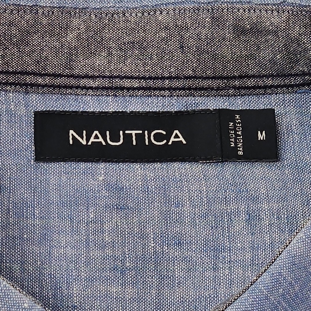Nautica Linen Blend Short Sleeve Shirt Men’s M Blue Button Up EUC LN Resortwear