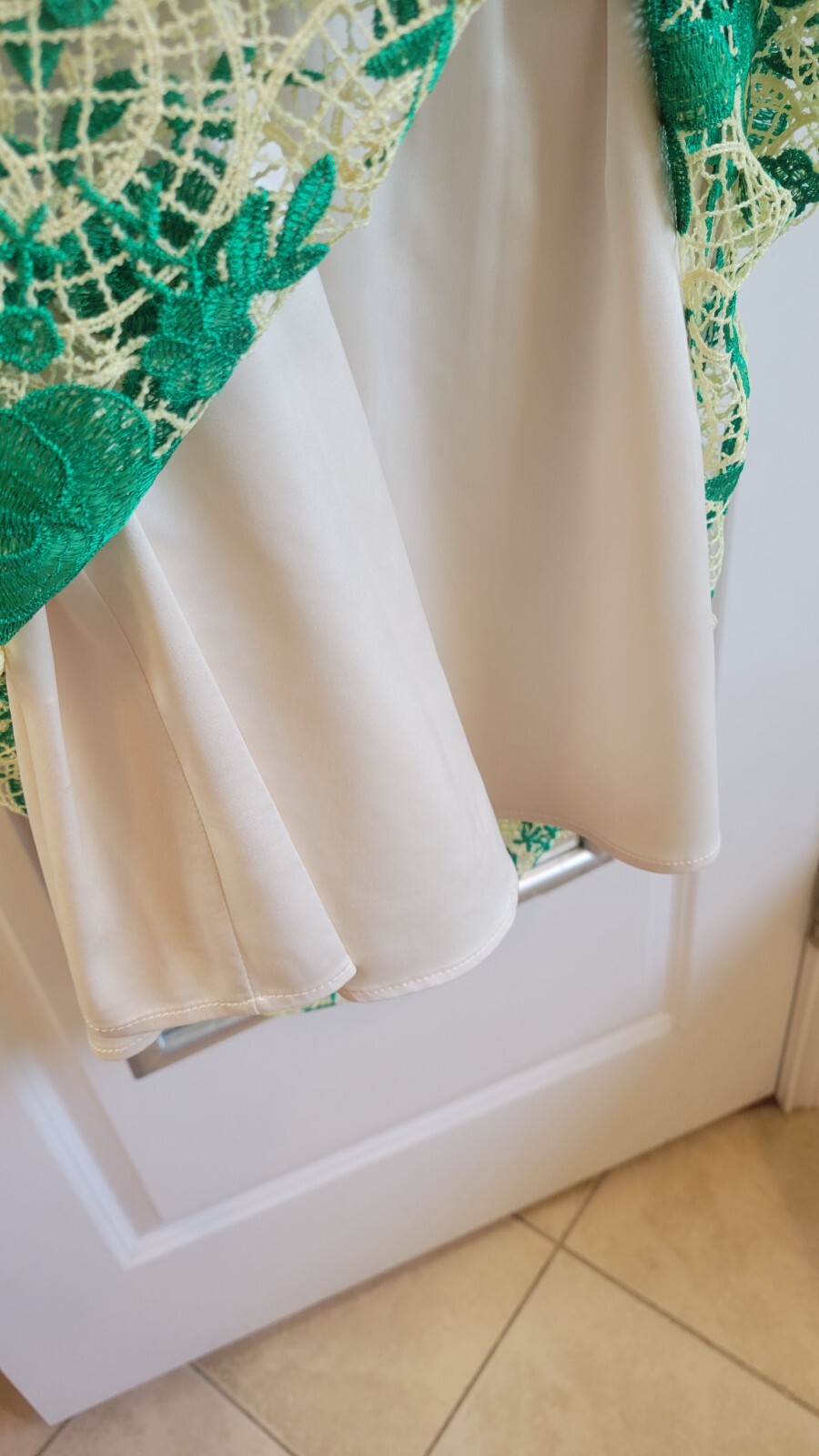 Dillards Alex Marie green/cream crochet midi dress sz 4 NWT