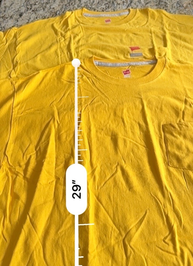 2 Hanes Men’s Pocket T-Shirt Yellow Size Large NEW Comfort Soft Crew Neck