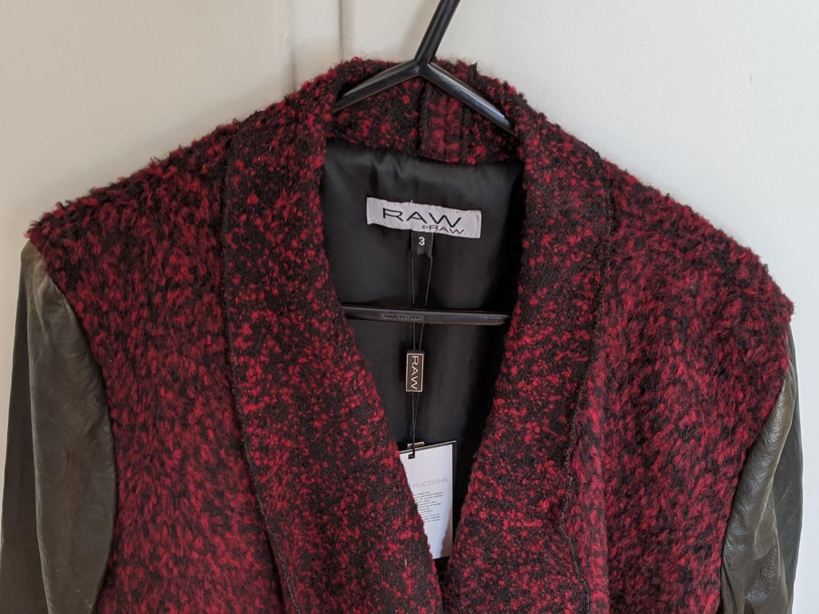 Cardinal Red RAW by RAW Drape Suede Wool Jacket – Size 3 (Chest 108cm)