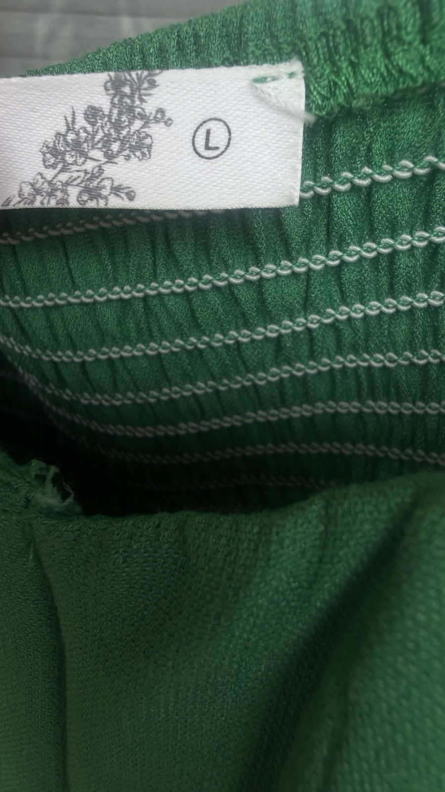 Altar’d State Green Corset Crop Top Women’s Large Tie Shoulder Smocked Back Hook