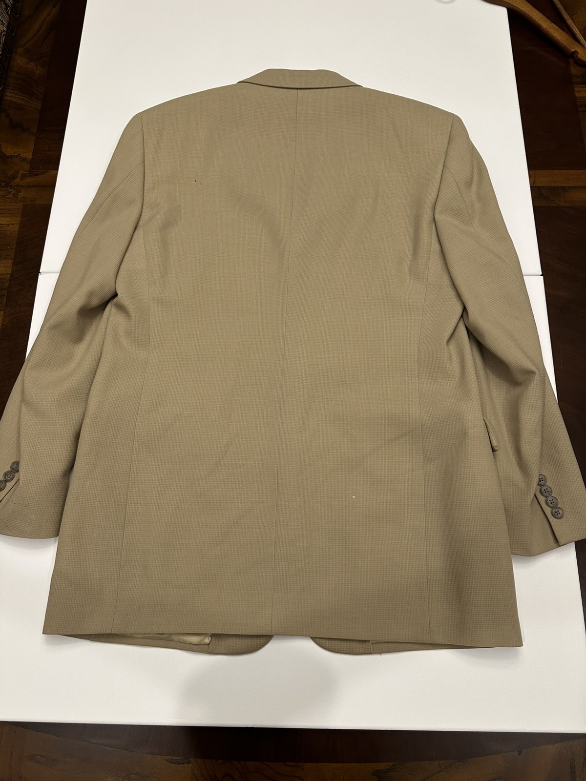 Vintage Murano Italy 100% Worsted Wool Blazer 42L Tan 3-Button Suit Jacket