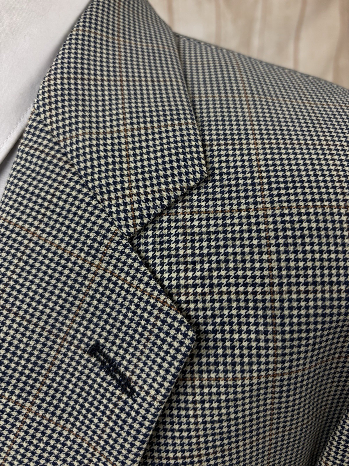 Mens 44 46 LONG Wool Blazer Jacket M&S St Michael Vintage Tweed Check Houndstoot