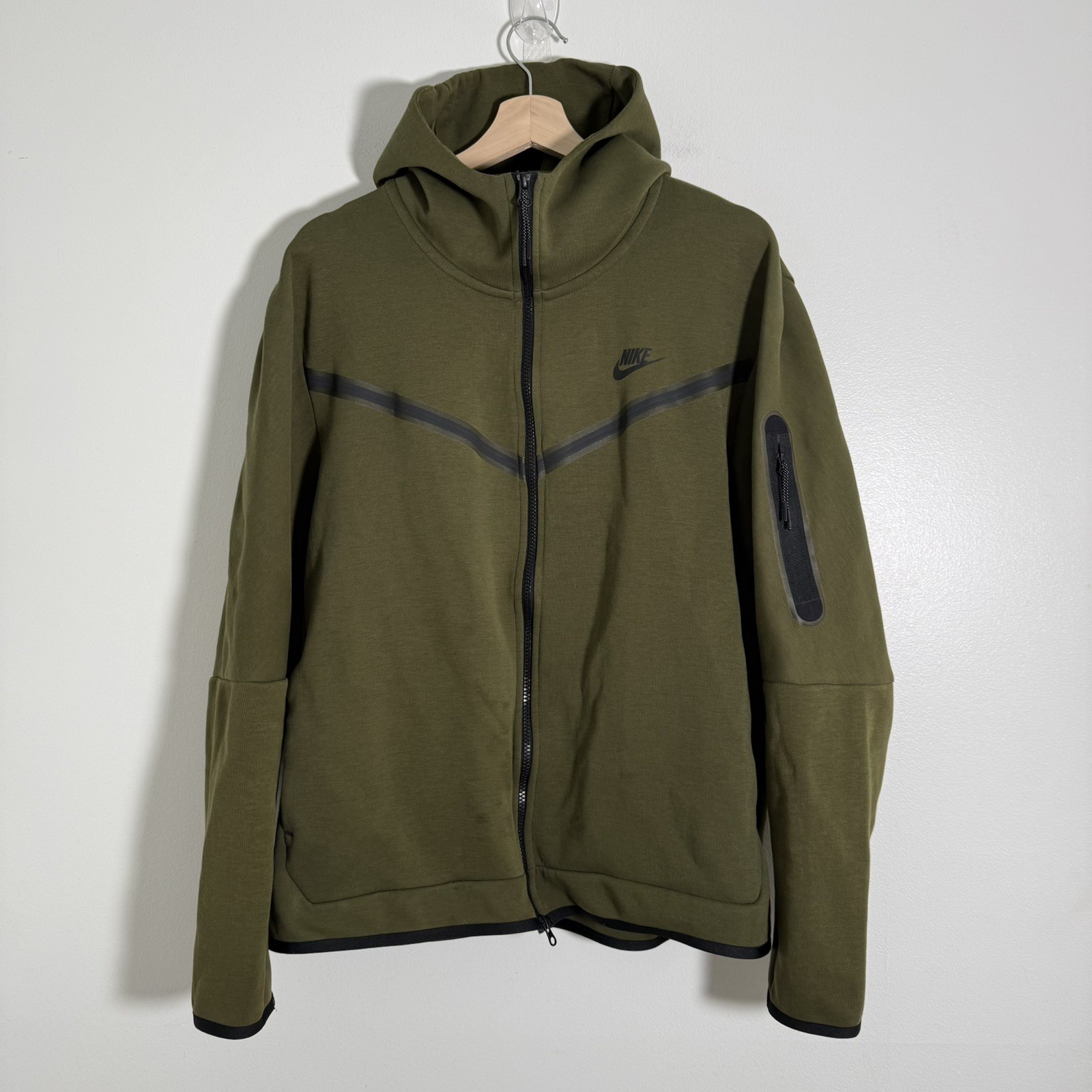 Nike Tech Fleece Windrunner Full Zip Hoodie Olive Green Men’s Size Large