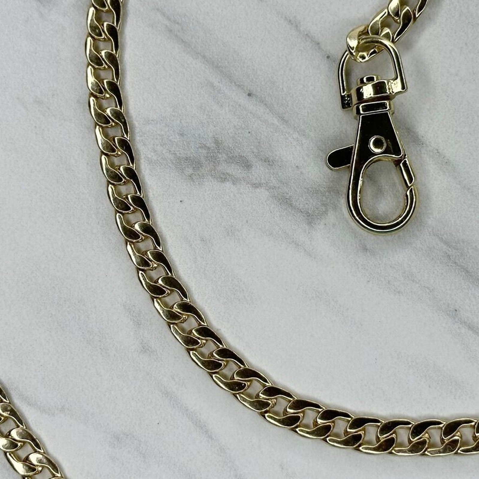 Gold Tone Flat Chain Link Purse Handbag Bag Replacement Strap