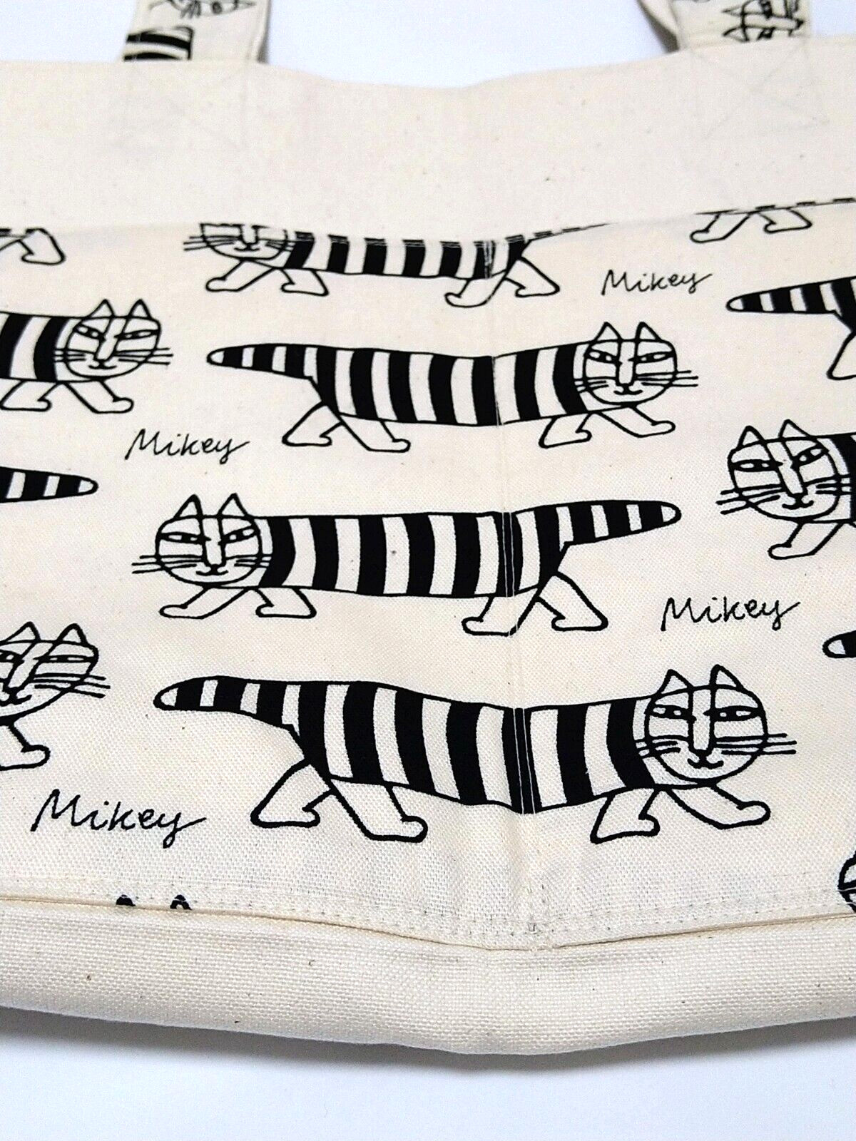 Tote Bag White Lisa Larson Mikey Pattern New 13.2×10.4×2.8in 1 inner pocket
