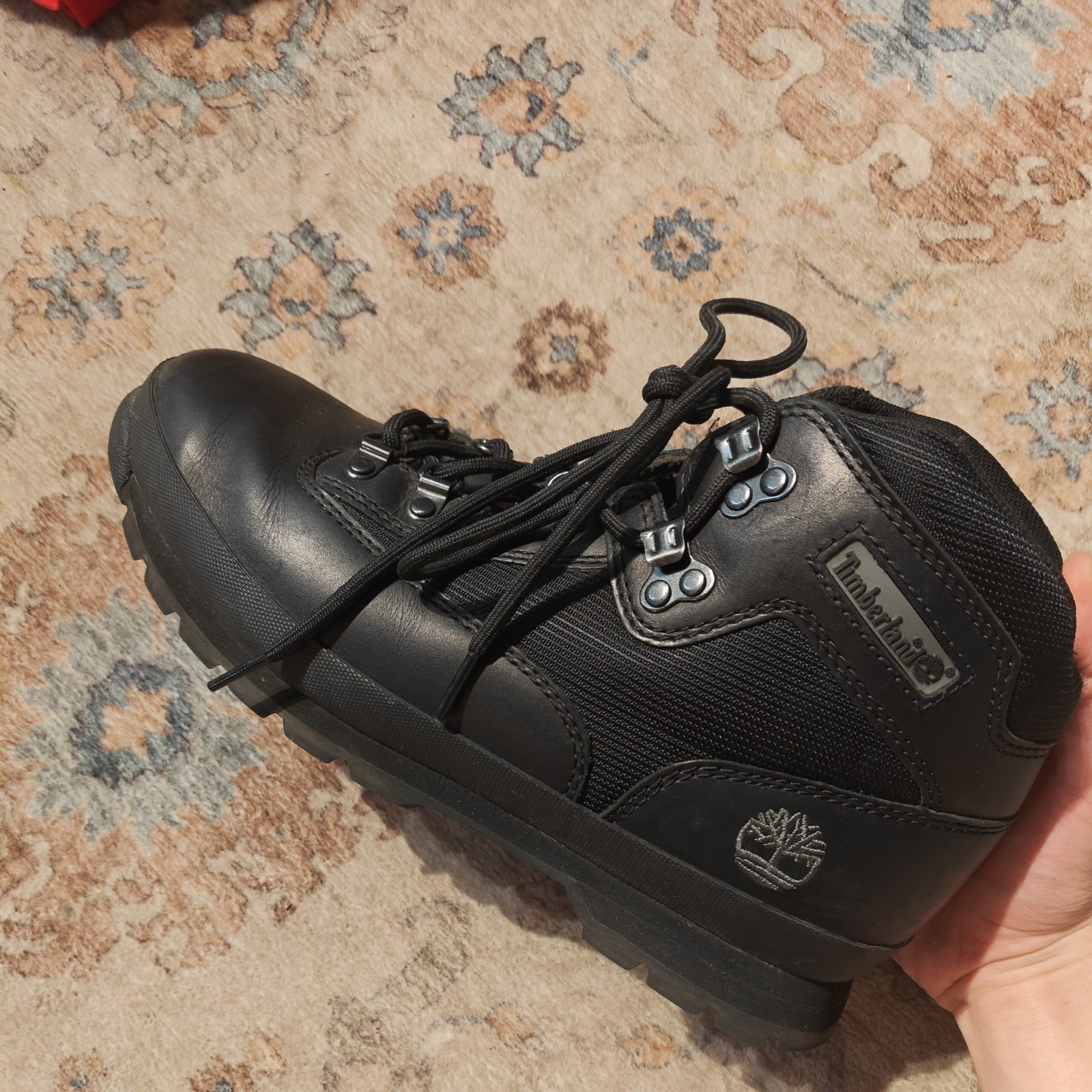 Timberland Euro Hiker Boots Black Leather Men 9.5 Style 56038