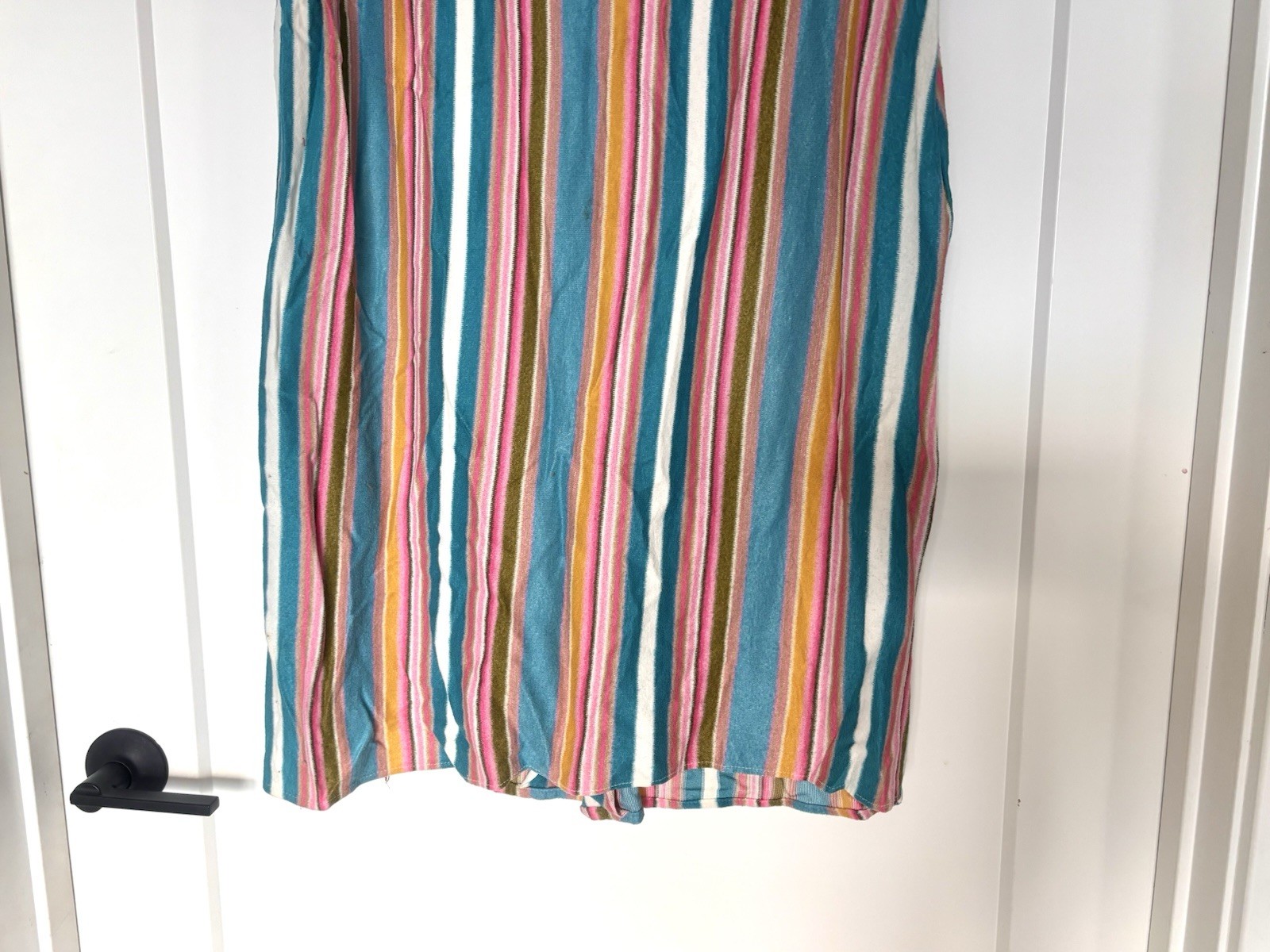 Vintage 70s Striped Colorful Terry Midi Lounge House Dress/ Pool Cover Up- Sz M