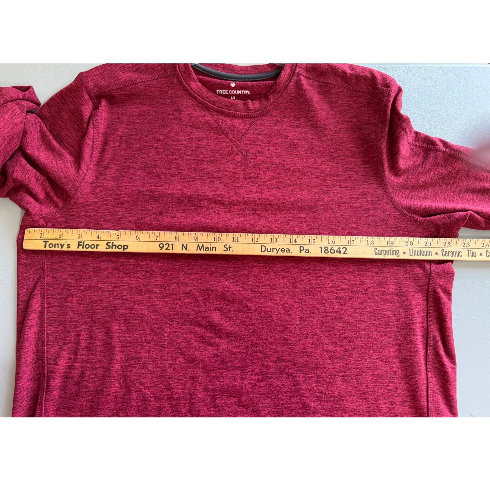 Free Country Mens Micro-Tech Long Sleeve Shirt Cabernet Space Dye Large