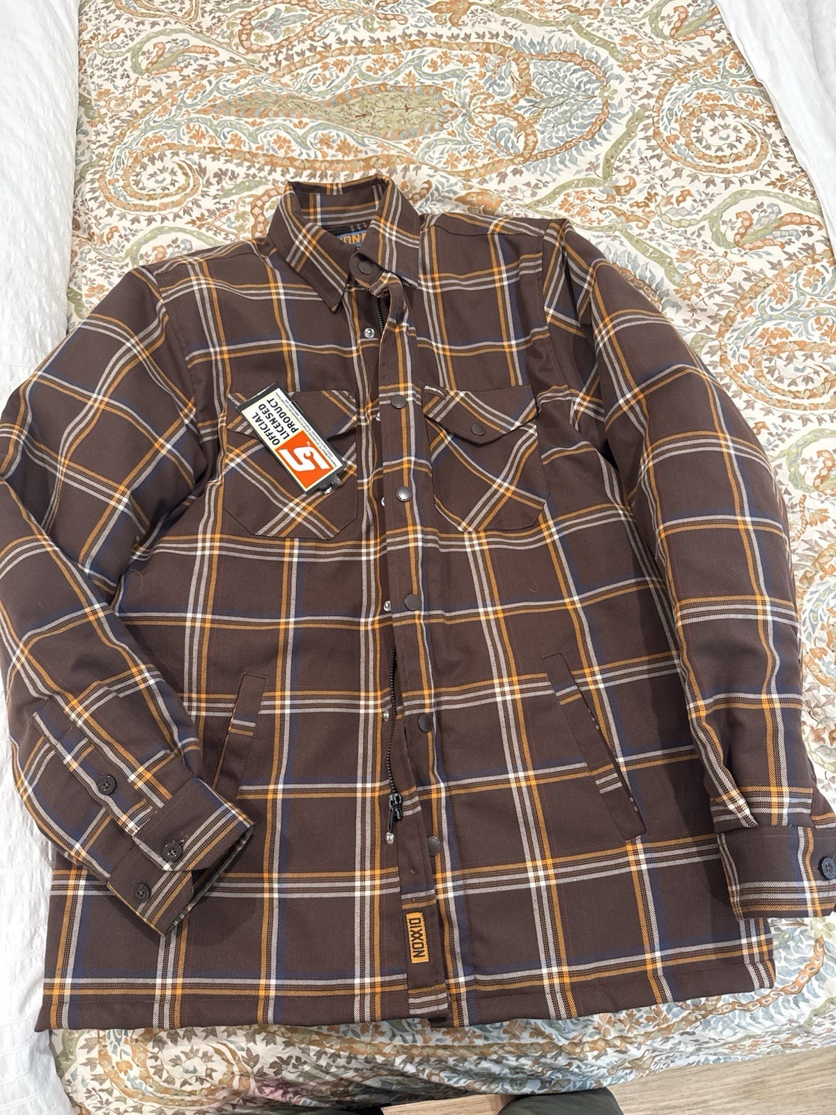 Dixxon Snap on Flannel jacket medium Mens Yellow Brown Plaid