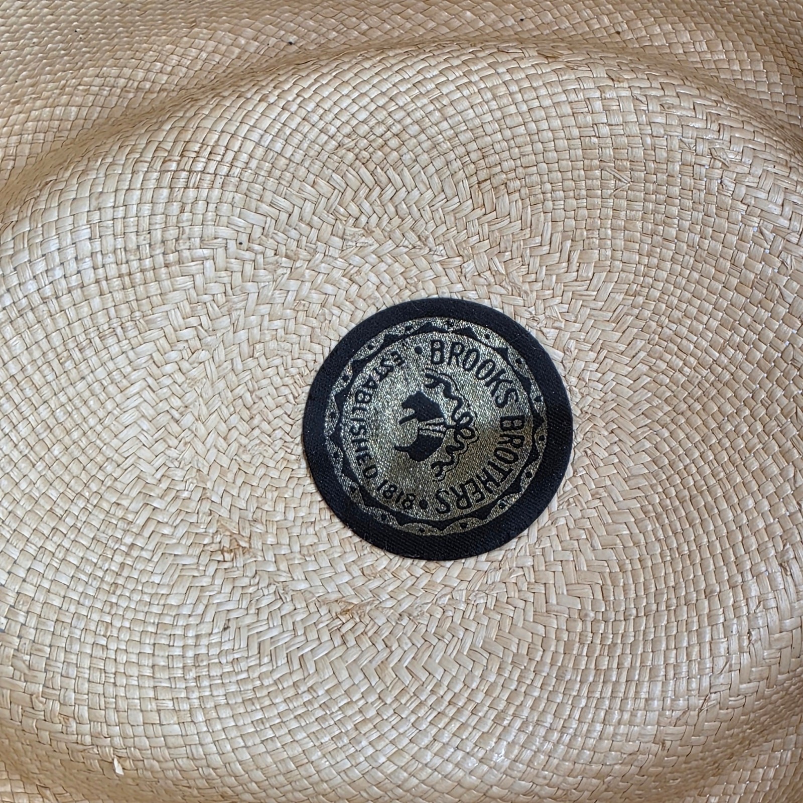 Brooks Brothers Panama Straw Hat Red Navy Band Size 7 1/2 Made in USA