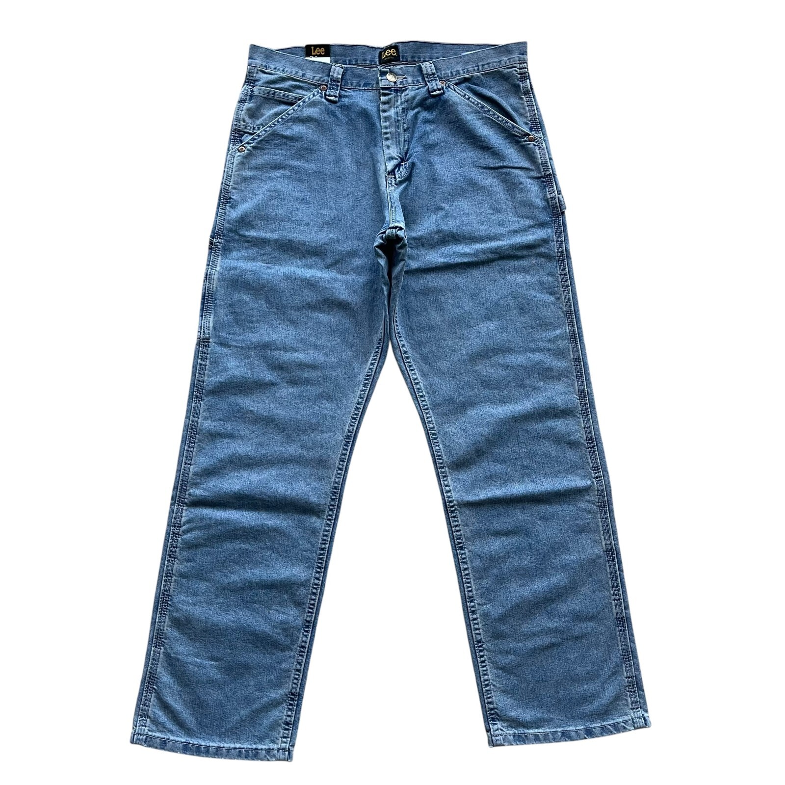 NWT Lee Mens Dungarees Denim Straight Leg Loose Fit Cargo Carpenter Jeans All Sz