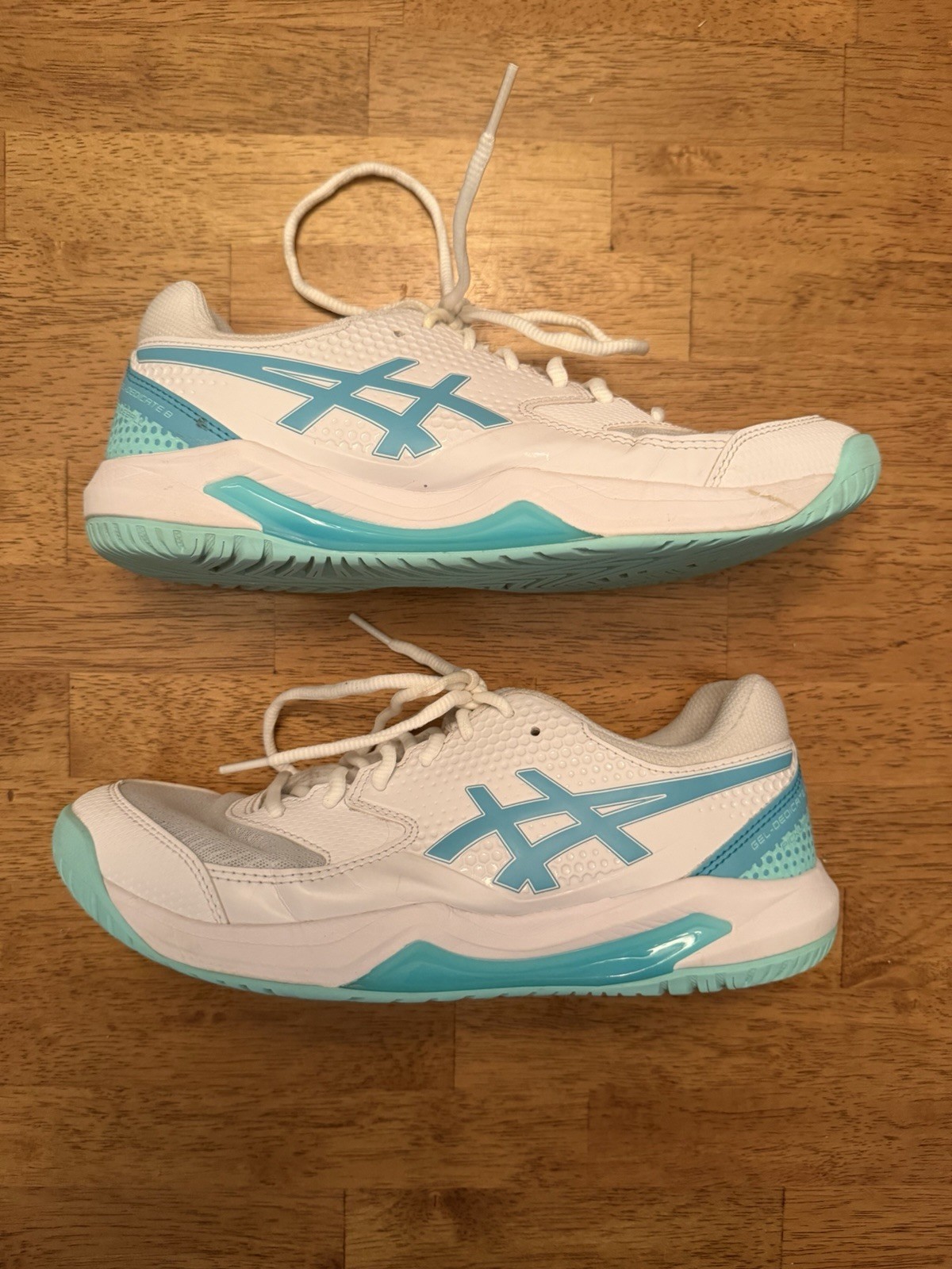 ASICS GEL-DEDICATE 8 PICKLEBALLI Women White/Energy Aqua Size 9.5