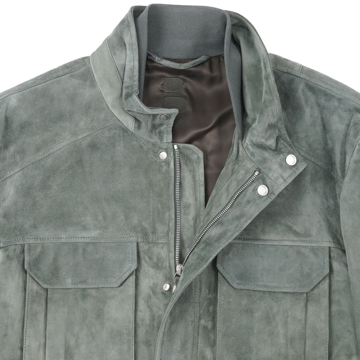Brett Johnson Green Soft Calf Suede Leather ‘Lugano’ Field Jacket XL (Eu 54) NWT