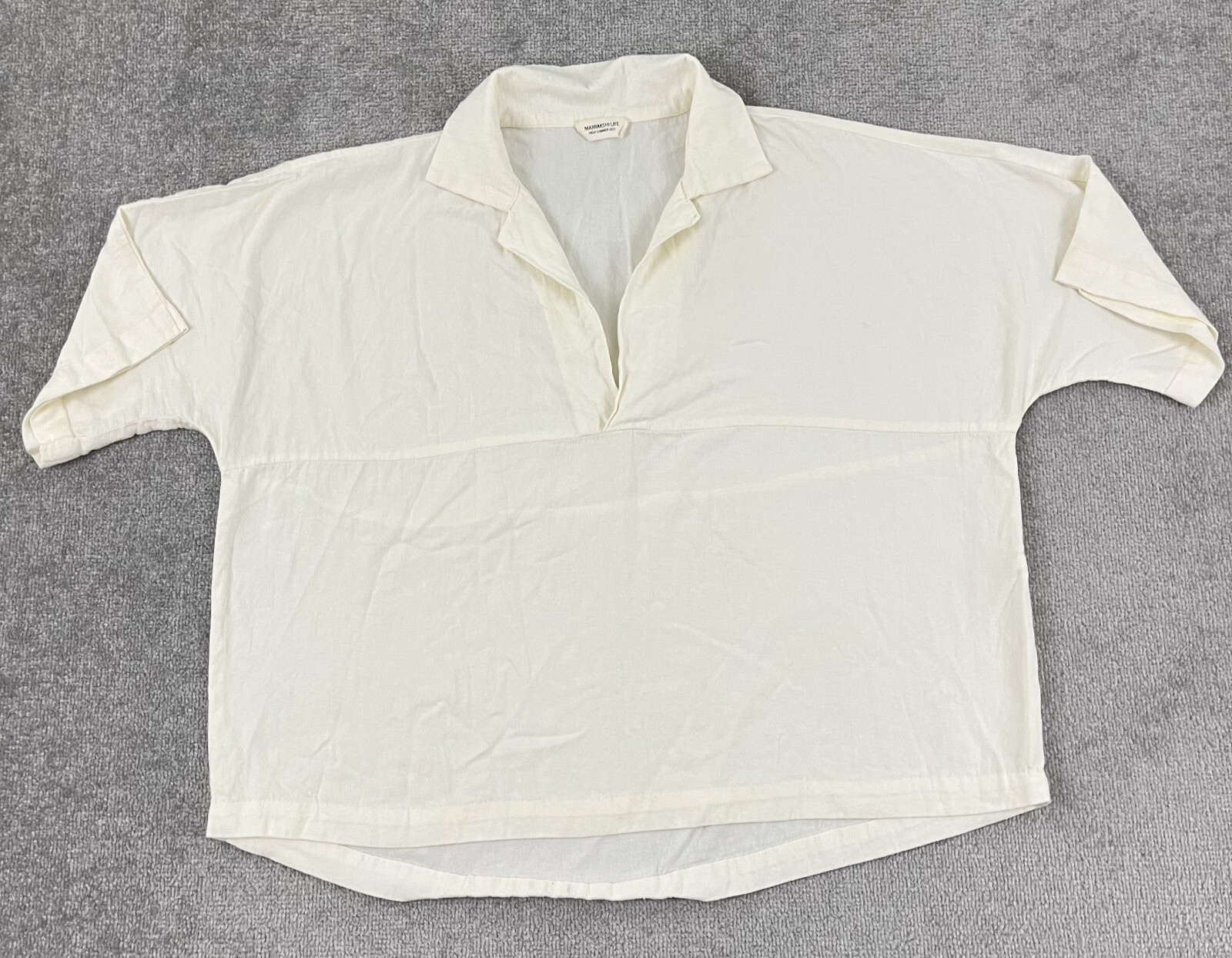 Marrakshi Life Blouse Top Womens XL Cream White Popover Preppy High Summer 2022