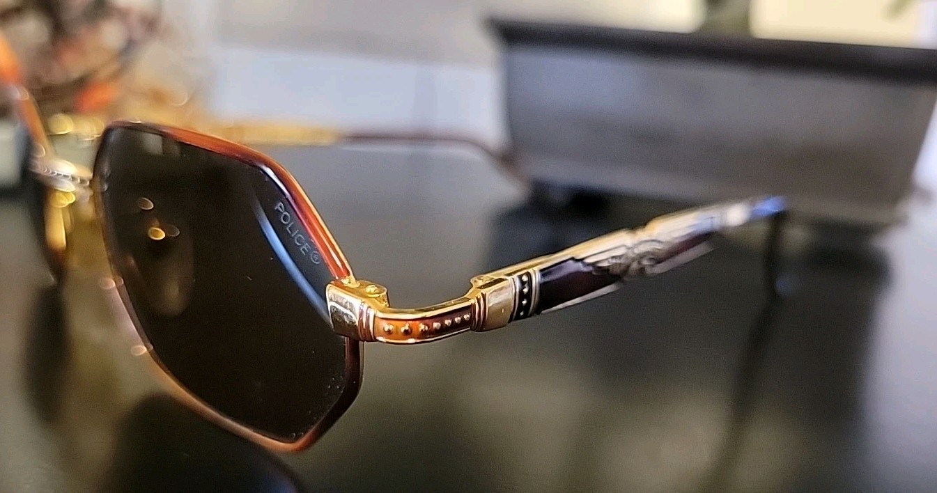 Vintage Police Sunglasses Mod. 2253 C. 120 Tortoise & Gold 50-20-130mm Italy