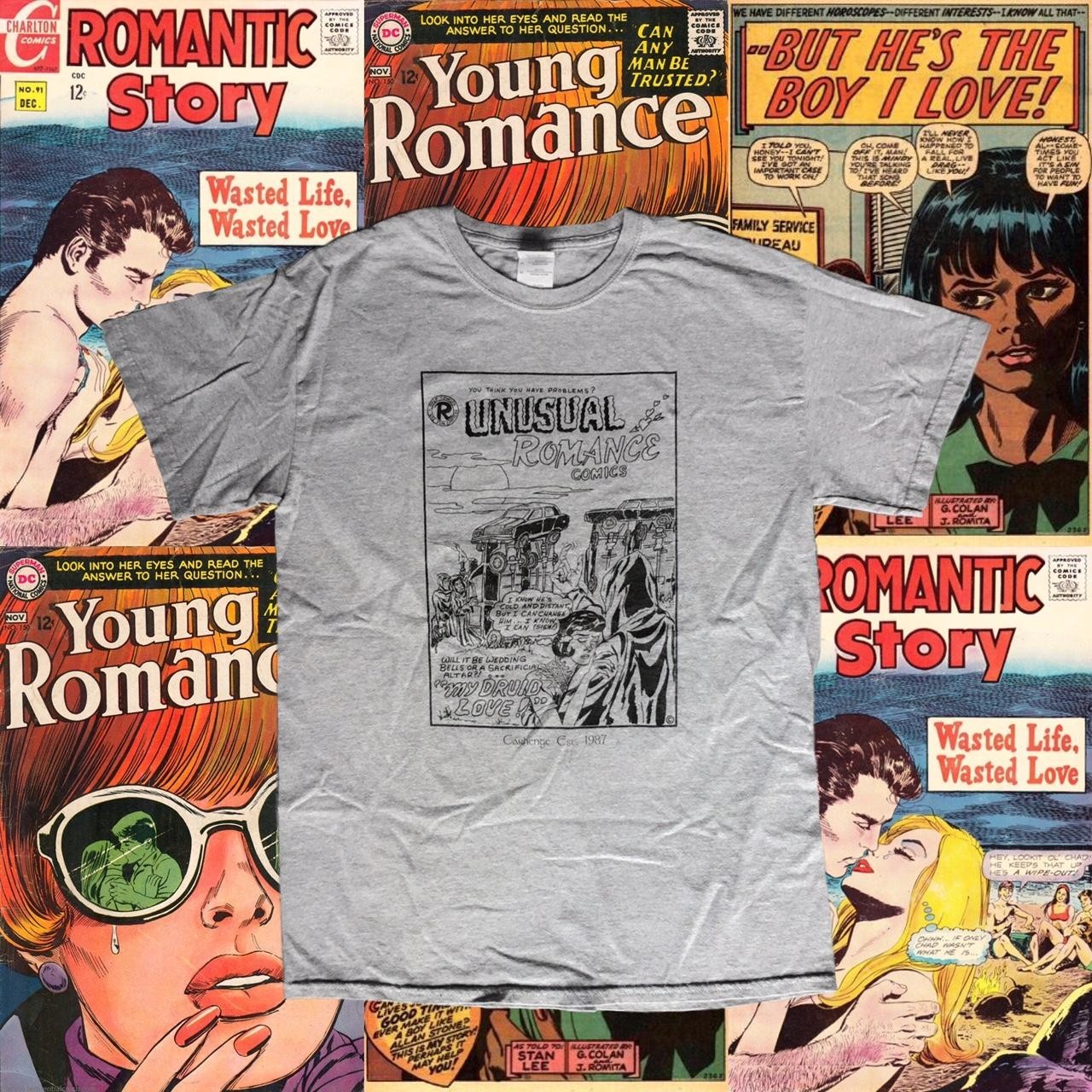 RARE Vintage 1987 Unusual Romance Comics Carhenge Graphic T-Shirt – Medium