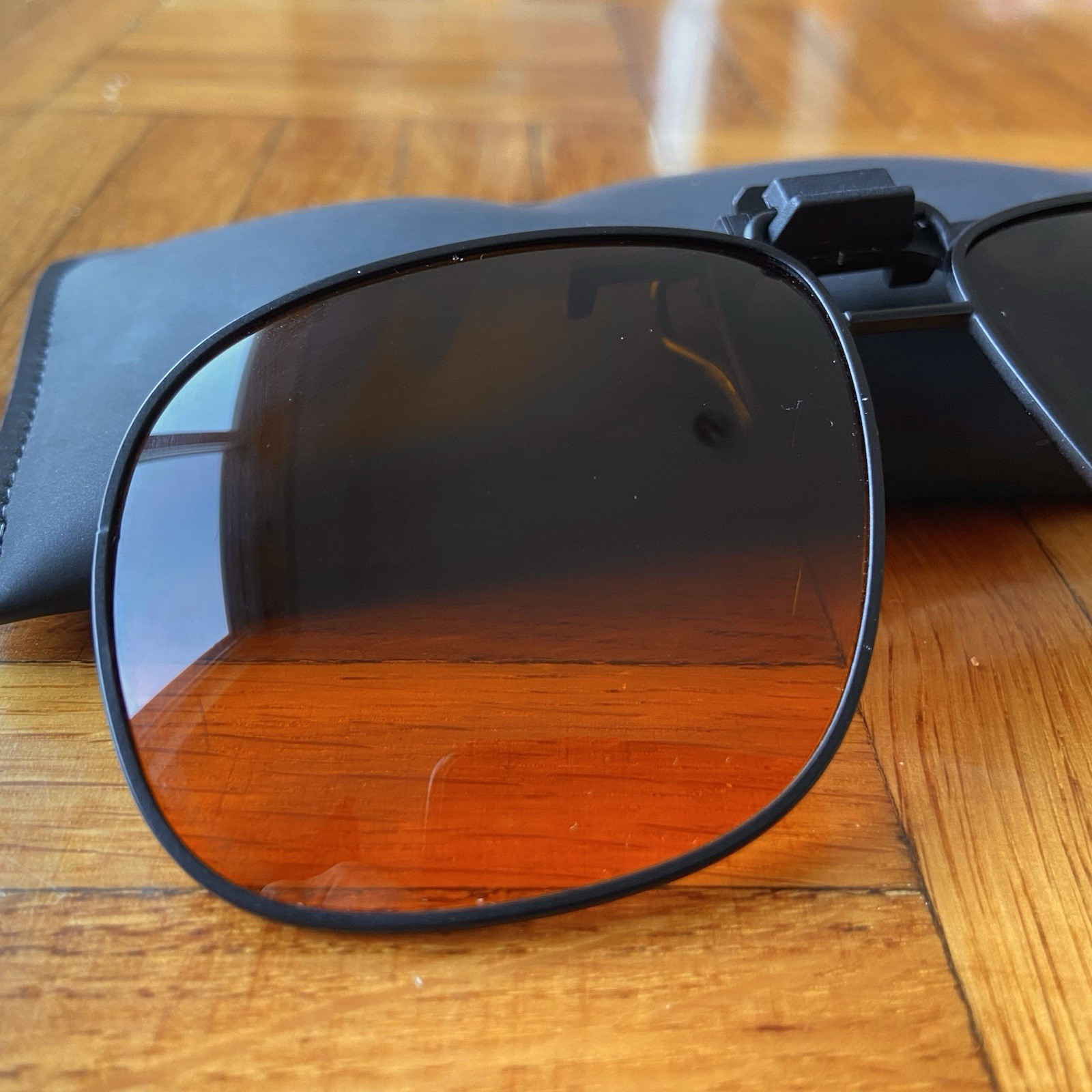 Vintage BlueBlocker Aviator Clip-on Sunglasses High Resolution Black Metal Frame