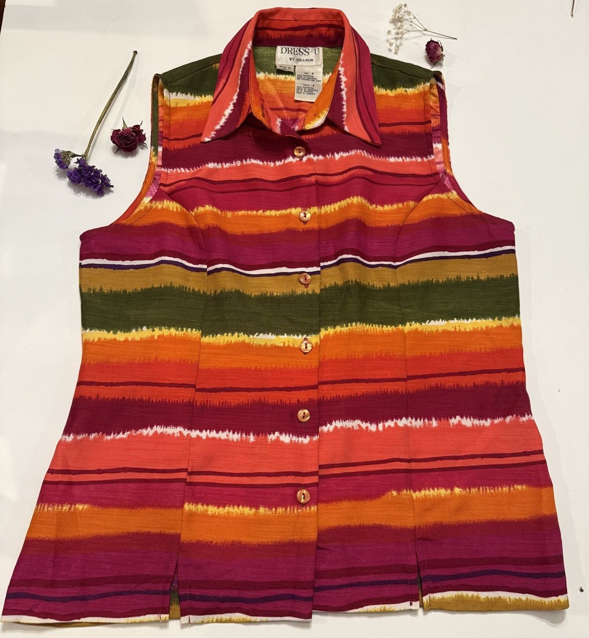 DRESS-U By Sharon Womens Multicolor Sleeveless Blouse Size 8 Pre-Owned Excellent