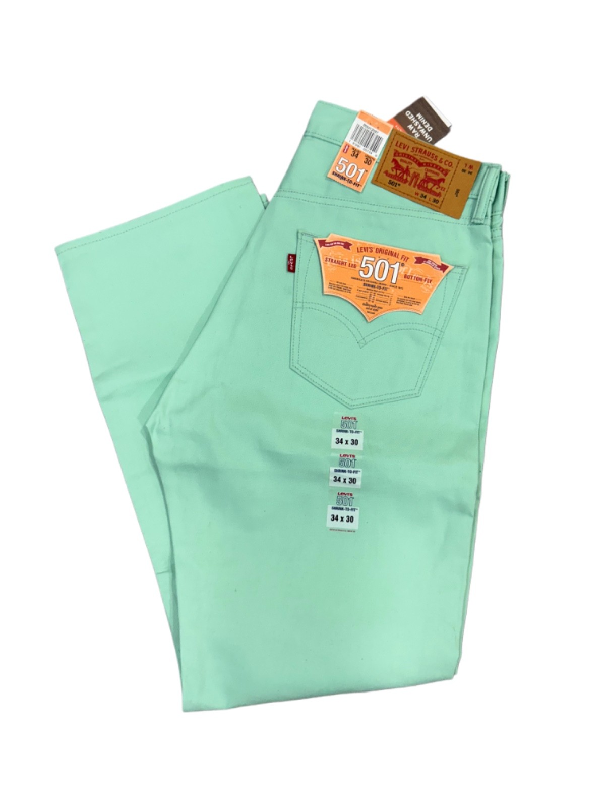 Levi’s Men’s 501 Shrink To Fit Original Fit Color Mint Green 005012597