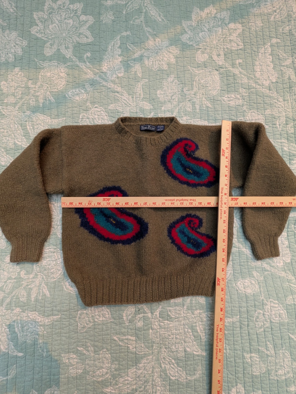 Evan Picone Wool Print Sweater.. Size L Measurements In Pictures See Photos