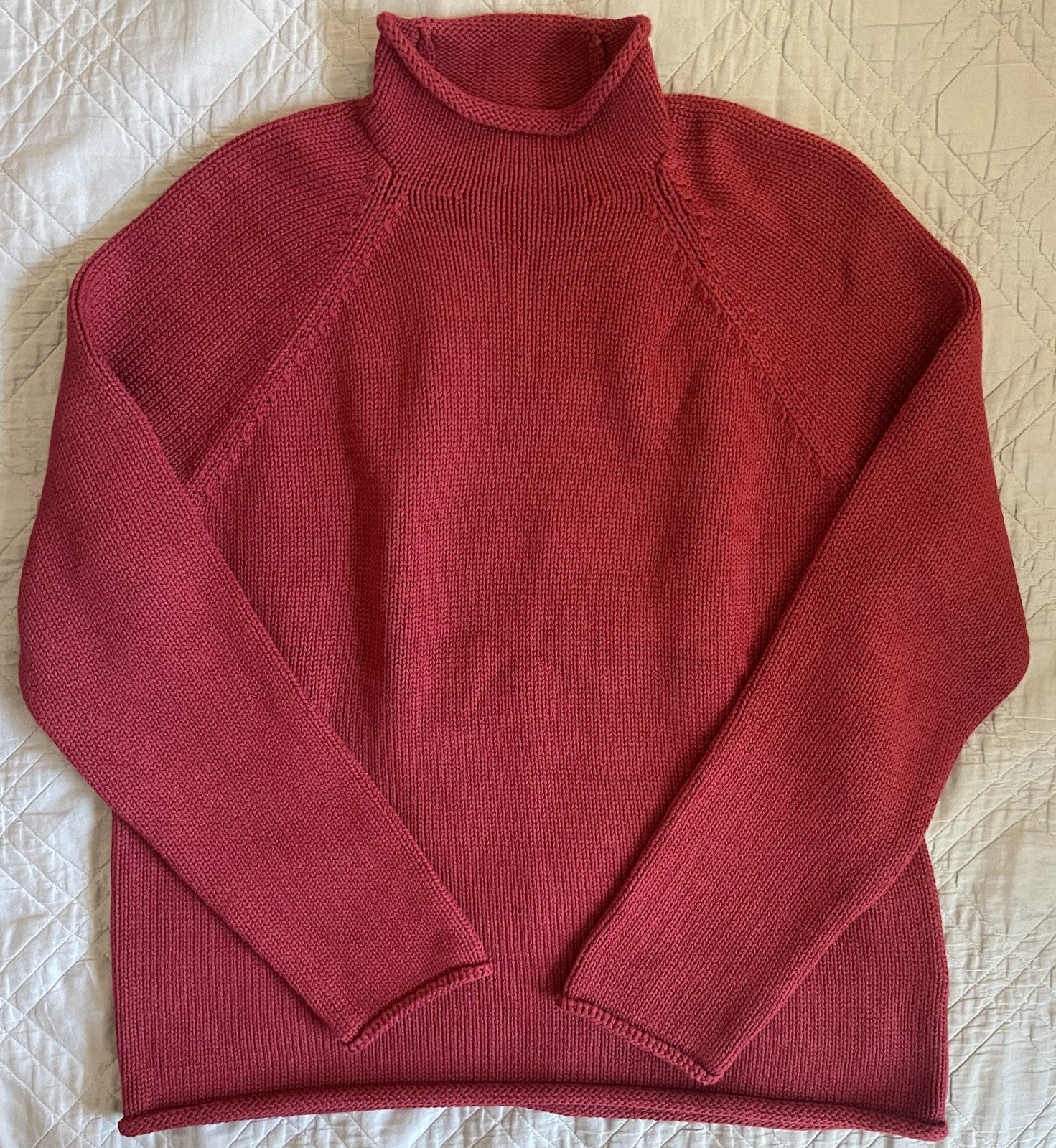 J. CREW 1988 Rollneck™ sweater in cotton in Burnt Red Size M $98 BW186