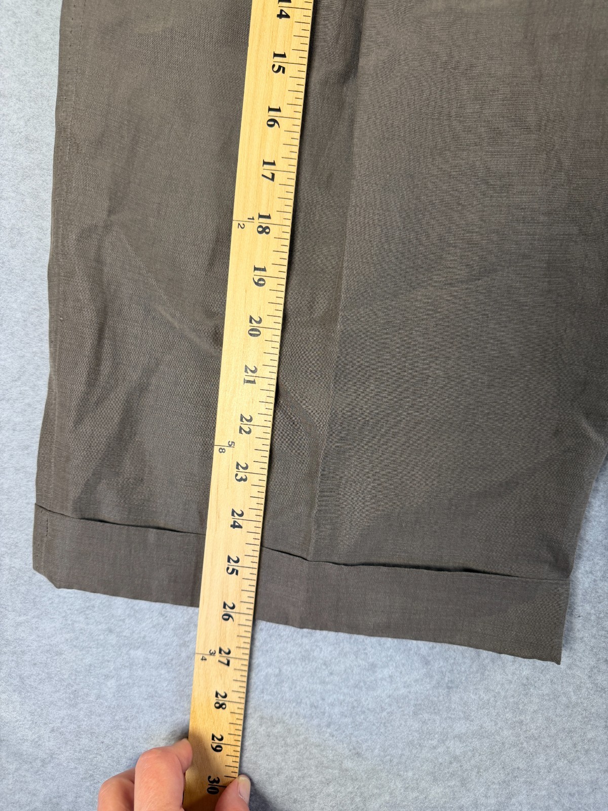 Max Mara Italian Linen/Silk Cuffed Wide Leg Capris, Sz 10, Hand Stitched SKU 168