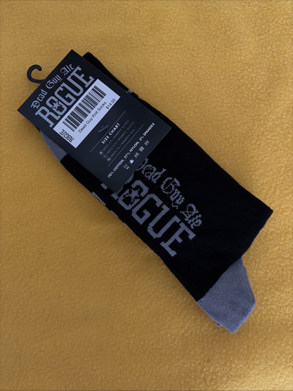 Rogue Dead Guy Ale Beer Socks, Size Large (Men’s US Shoe Size 9-12)
