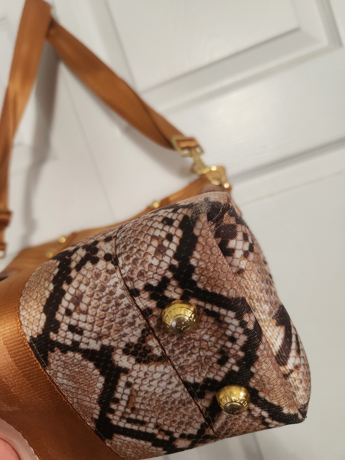 Harveys Foldover Tote – Snake, Champagne, Gold Hardware – PLEASE READ *MODIFIED*