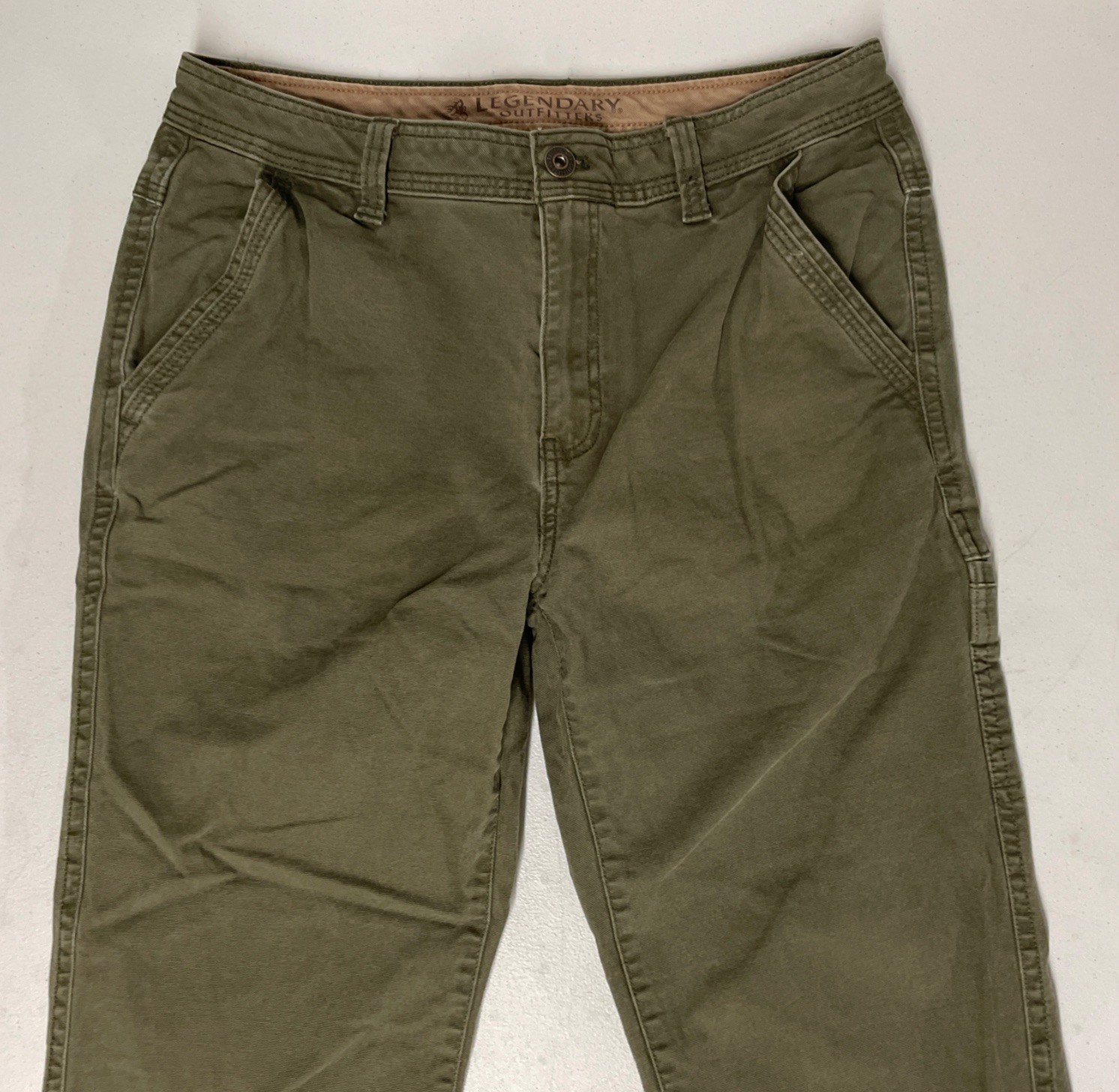 LEGENDARY OUTFITTERS Men’s Stretch Canvas Pants Relaxed Fit 34×29 GREEN Pockets
